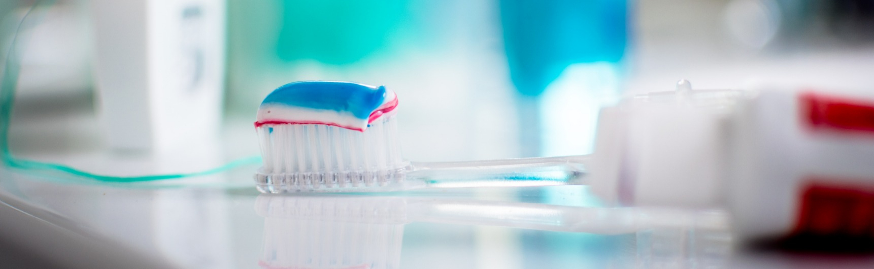 Toothpaste on a toothbrush